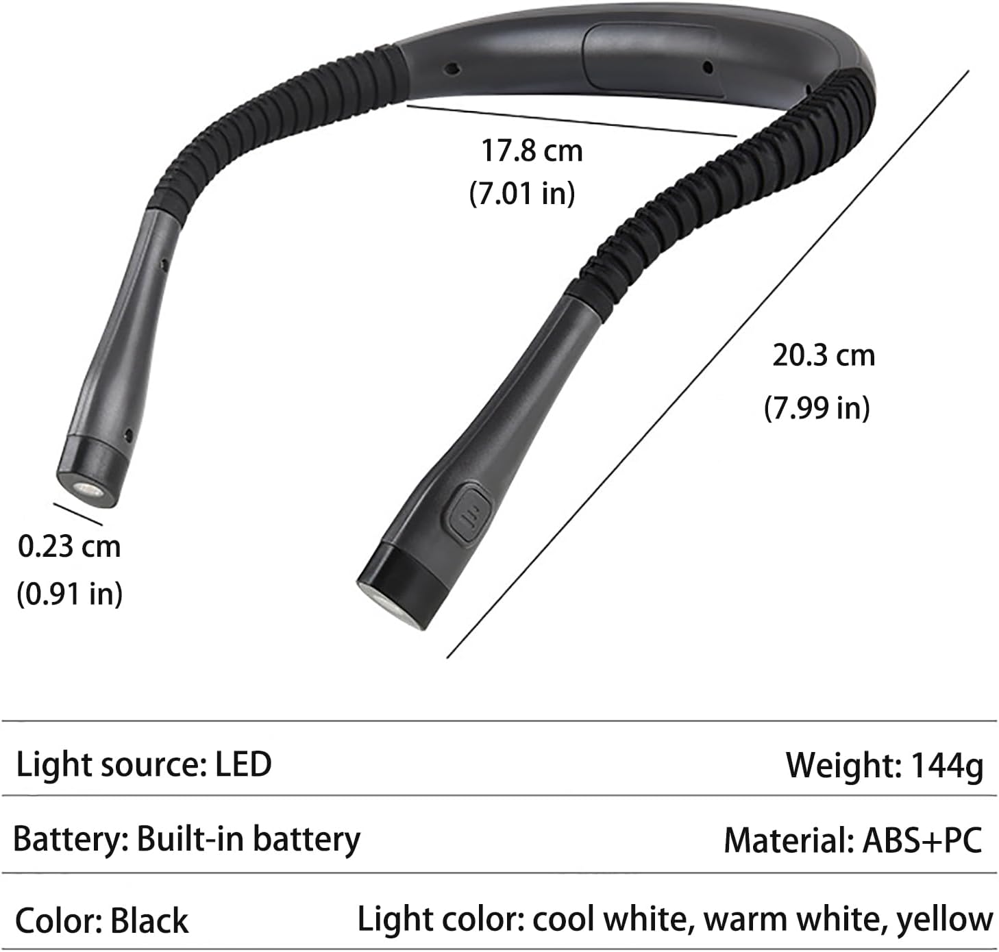 EaseLight LED Neck Reading Lamp – Customizable Light Settings, Rechargeable Convenience