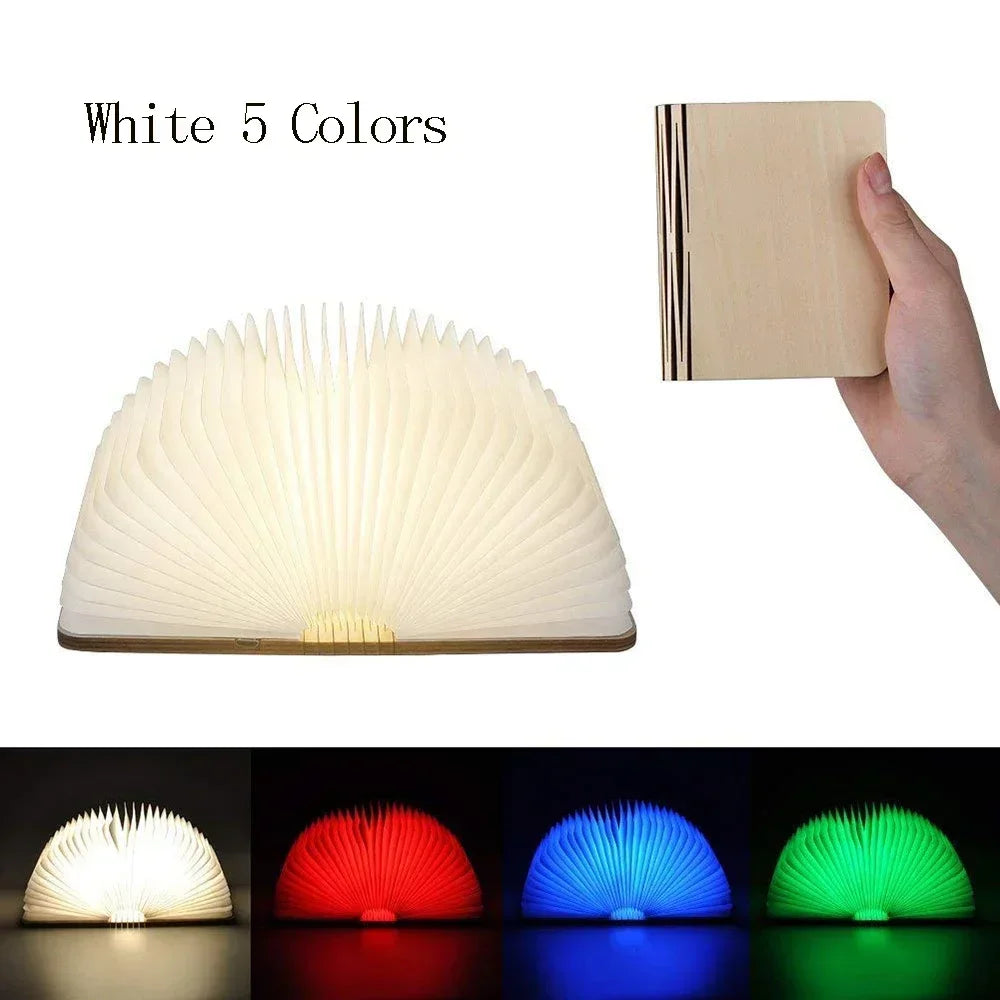 GlowFold 3D Book Lamp – RGB LED Night Light & Wooden Decor