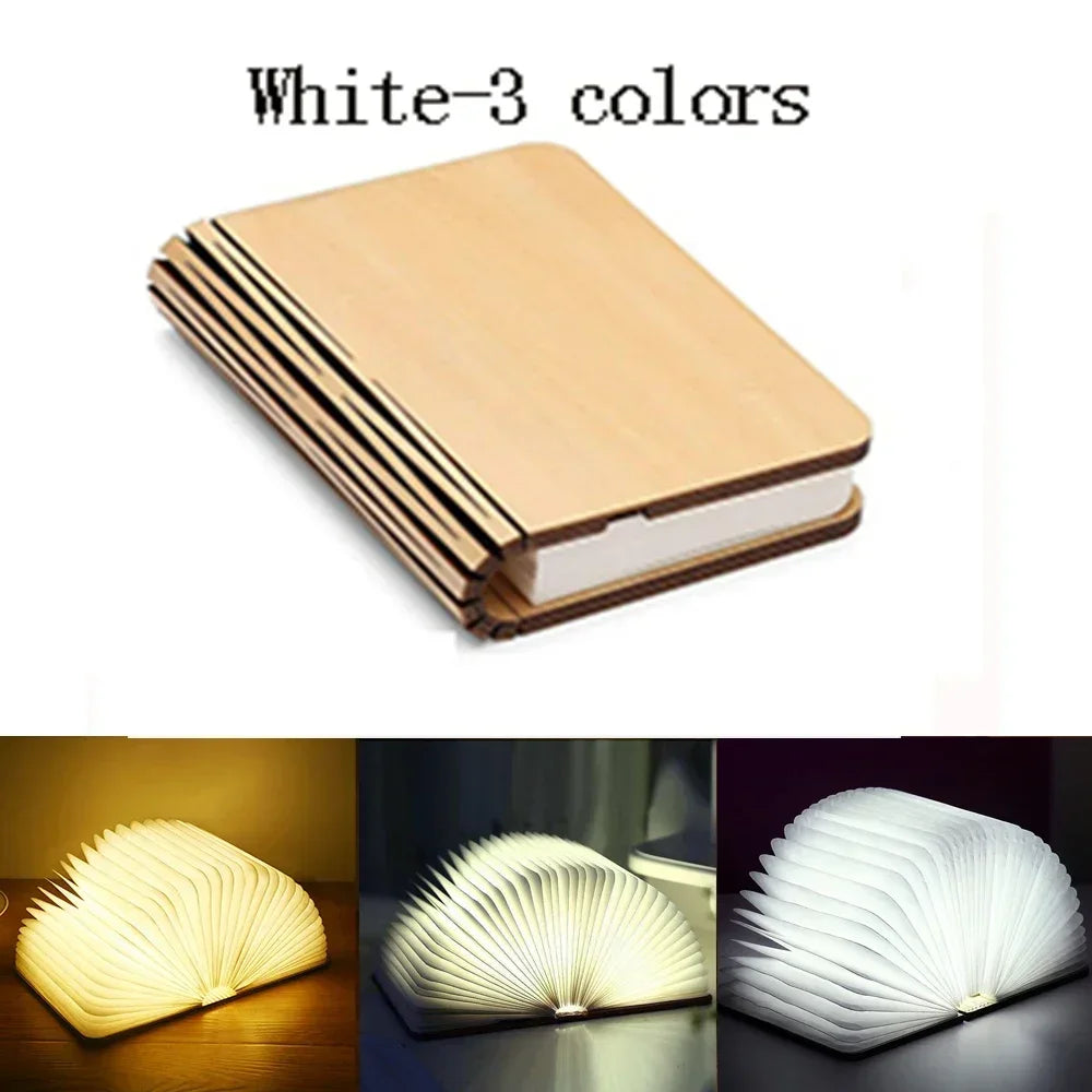 GlowFold 3D Book Lamp – RGB LED Night Light & Wooden Decor